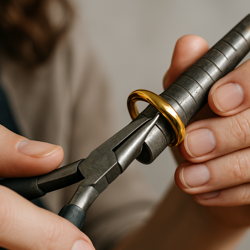 make the ring gold and focus on the hands and the tools and the ring
